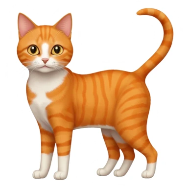 full body solid orange domestic shorthair slim cat with yellow/orange eyes playing sticker