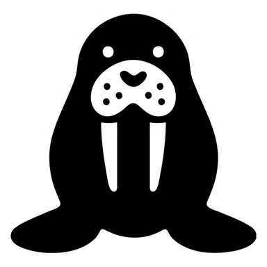 walrus, solid black filled icon, bold shape, no color sticker