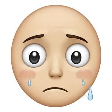 Sad emoji in a hand-drawn, sketch style, with a single tear and a frown. sticker