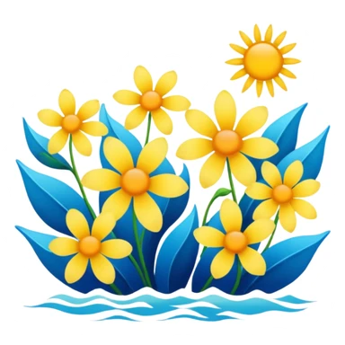 Flowers ,sea and sun emojis sticker