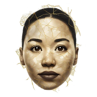 Person face portrait made entirely of galactic kintsugi sticker