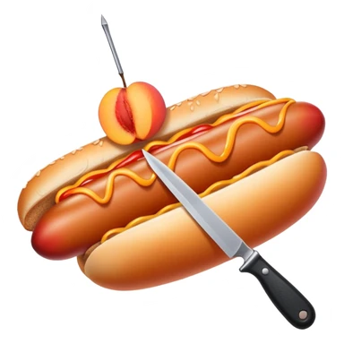 Hotdog stabbing peach sticker