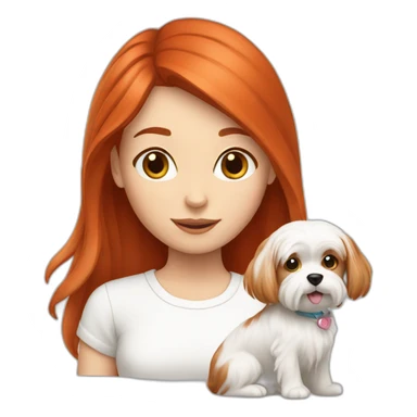 Red-haired girl with Maltese dog sticker