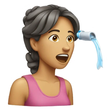 woman spitting out water sticker