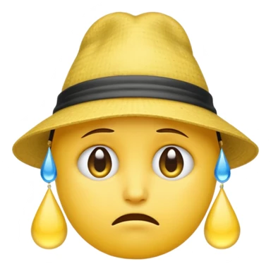 A emoji cry with a hat sticker