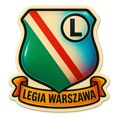 Herb Legii Warszawa with a clear letter L in the center, retro style with aging effect, maintain transparent background, vintage look with worn textures. sticker