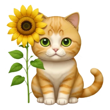 Scottish fold with sun flower  sticker