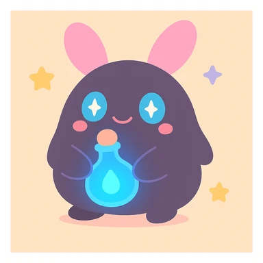 Change the liquid in the fantasia bottle to a vibrant blue, keeping the whimsical, cute style and all other details the same. sticker