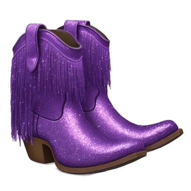 Realistic purple fashion cowgirl boots with sparly shiny glitter fringe on them. sticker