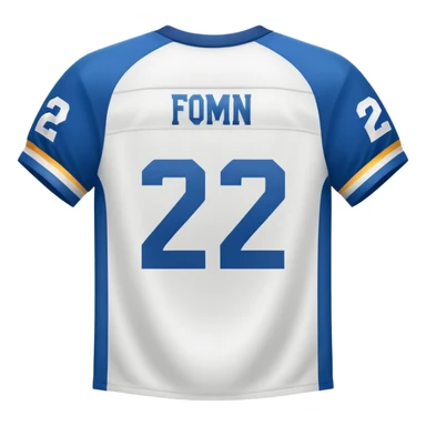 White football jersey at the back with number 22 sticker