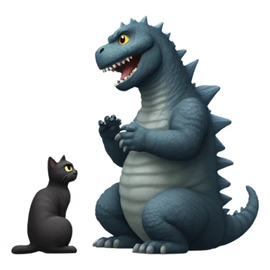 Godzilla petting cat sticker