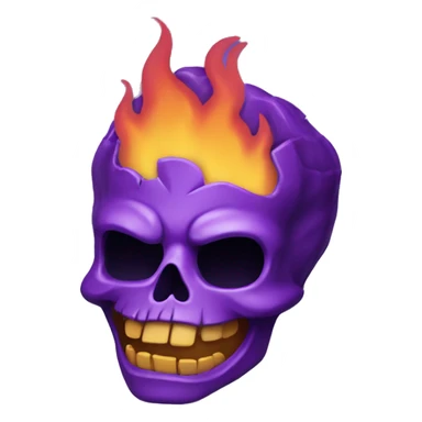 purple flaming skull face sticker