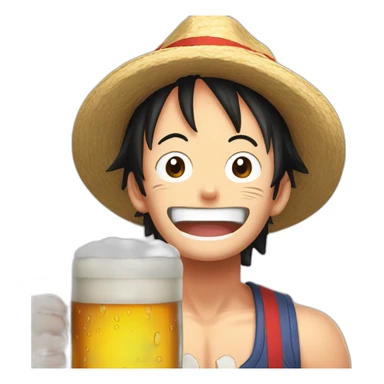 Luffy cheer a beer sticker