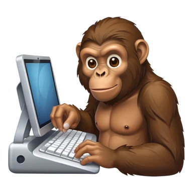 ape typing on mac keyboard sticker
