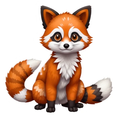 Black-eared Realistic patterned speckled flurry scaly 4-legged quadrupedal Red-Panda-Munchkin-Kitten-Lemur-Raccoon-Dog-Red-Fox-Bobcat-animal-fusion-hybrid, Full body sticker