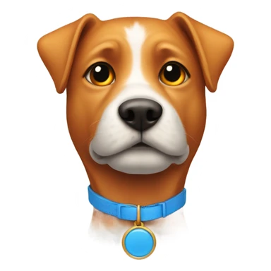 dog with blue collar with orange pendant sticker