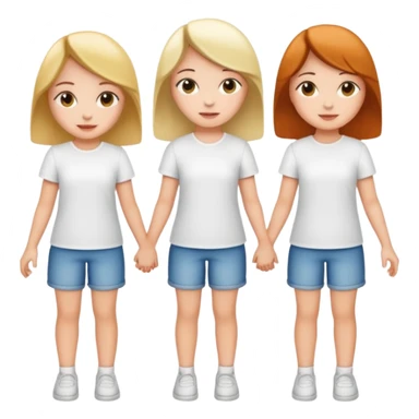 3 girls holding hand wearing white shirt sticker