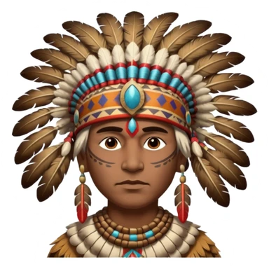 A proud chief with feathered headdress, calm powerful stance, and painted patterns on his face.
 sticker