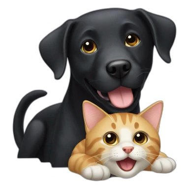happy black labrador dog and a cat sticker