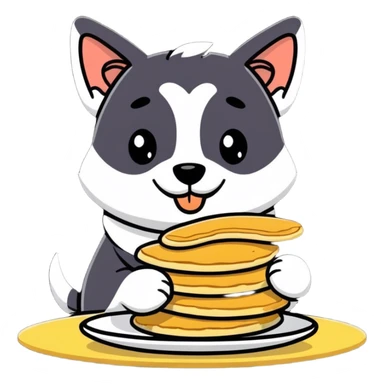 Dog eating pancakes  sticker