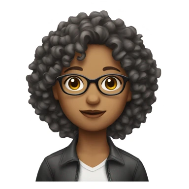 girl with curly hair and glasses sticker