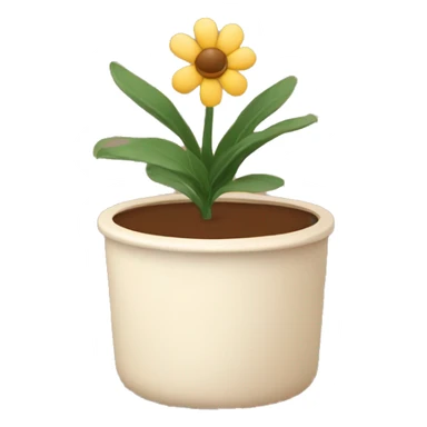 there is a pot in pastel brown colors and there is an indoor flower in it sticker
