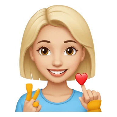 Emoji de una chica con el dedo sobre una esquina de los dientes sonriendo de forma coqueta   sticker