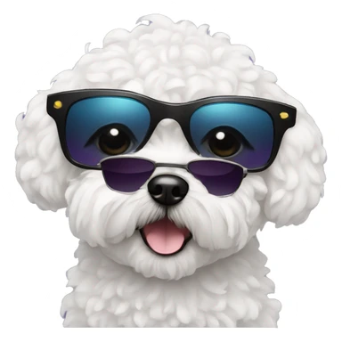 Curly bichon with sunglasses sticker