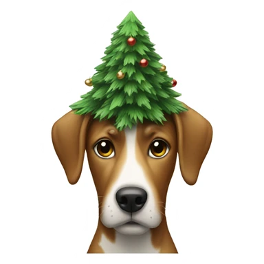 dog with christmas tree on head sticker