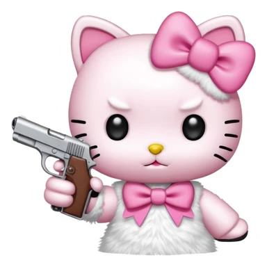 Hello Kitty aiming a pistol sticker