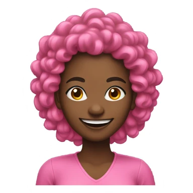 Black women with long kinky hair smiling wearing pink sticker