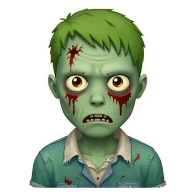 a super cute zombie green with shirt, look sad but not danger

 sticker