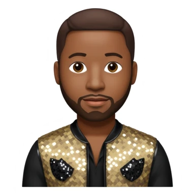 Wanya Morris from Boyz II Men with dark brown hair, black sequin outfit sticker