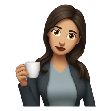 brunette woman sipping tea with eyebrows raised sticker