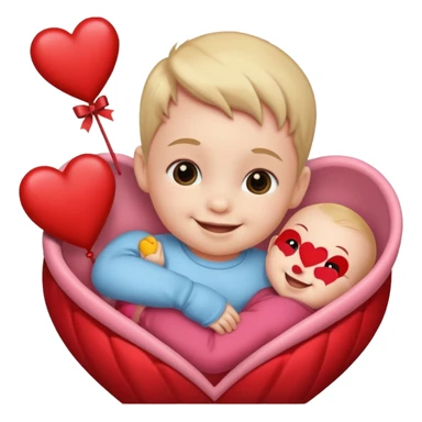 baby on a paper background with valentines day decor sticker