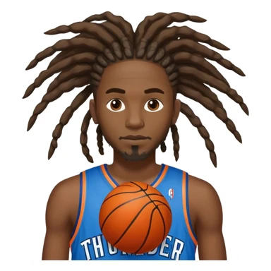 Shai Gilgeous Alexander with dreds and a thunder jersey sticker
