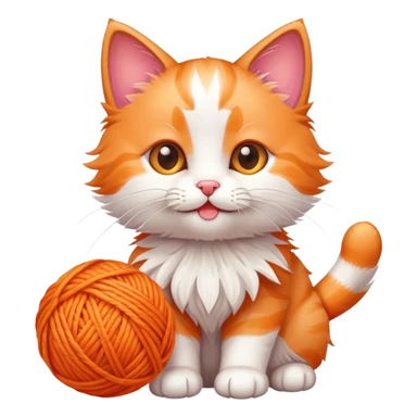 playful kitten with a ball of yarn sticker