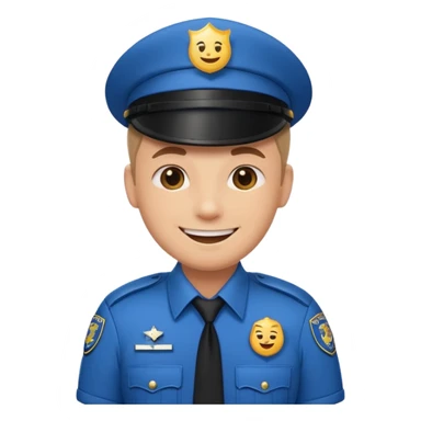smiling mall cop with a badge, emoji style sticker