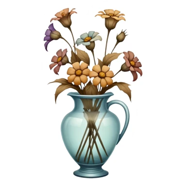 dead wilted flowers hanging in a vase sticker