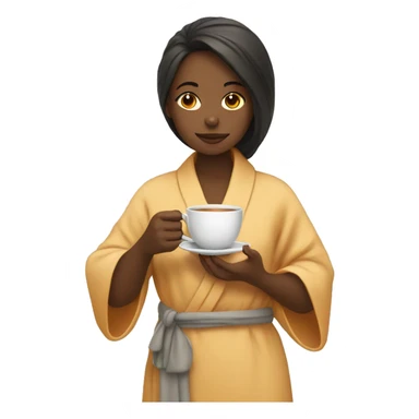 Girl in a robe drinking tea sticker