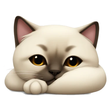 fluffy Siamese cat curled up and sleeping sticker