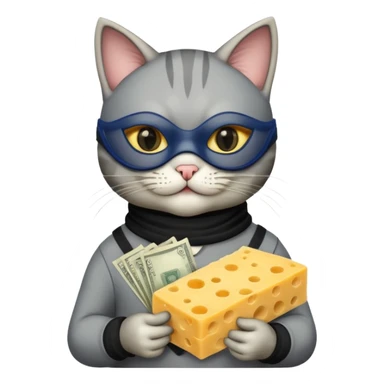 robber emoji with money cheese cat sticker
