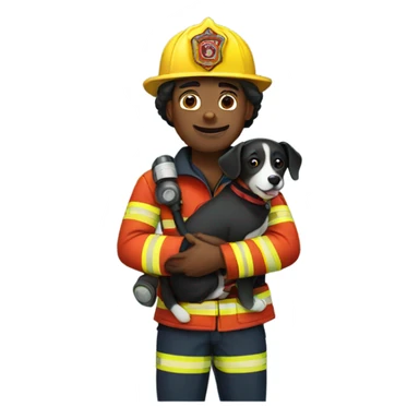 Firefighter holding a dog sticker