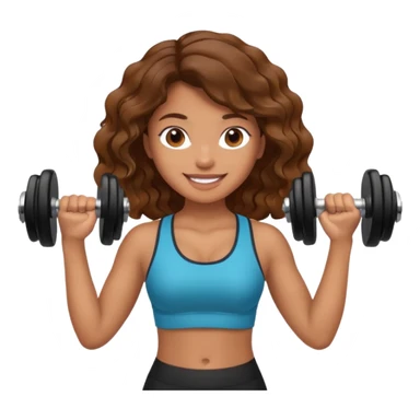 Brown wavy girl with dumbells in her hands sticker