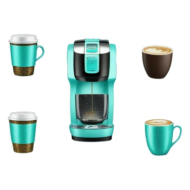 Realistic tiffany blue glitter keurig coffee machine.  sticker