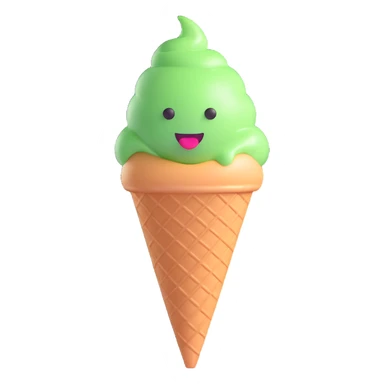 ice cream with a green ball, 3D emoji style sticker
