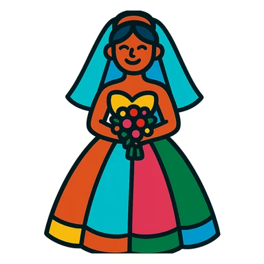 wedding dress with bold colors sticker