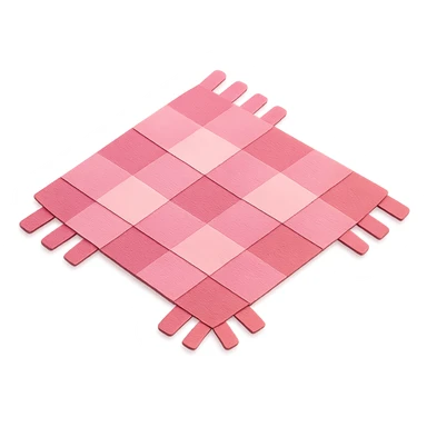 cute pink picnic mat, paper craft style, textured and layered, white background sticker