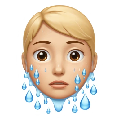 Tired hugging face with water spraying sticker