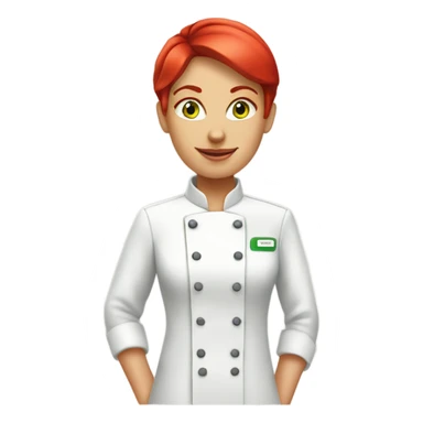 green eyed  red short haired female chef sticker